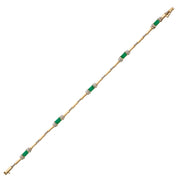 9ct Yellow Gold Emerald and Diamond Bracelet